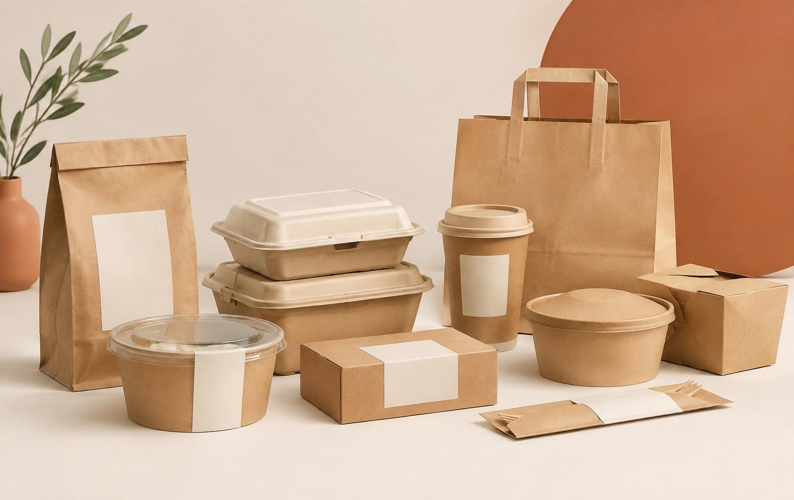 Envases, bolsas, cajas, vasos y etiquetas para alimentos